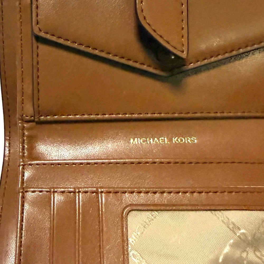 Michael Kors Tan Leather Wallet with Gold Accent